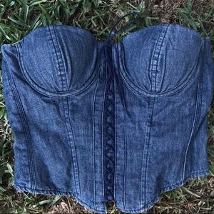 Vintage corset bustier denim top